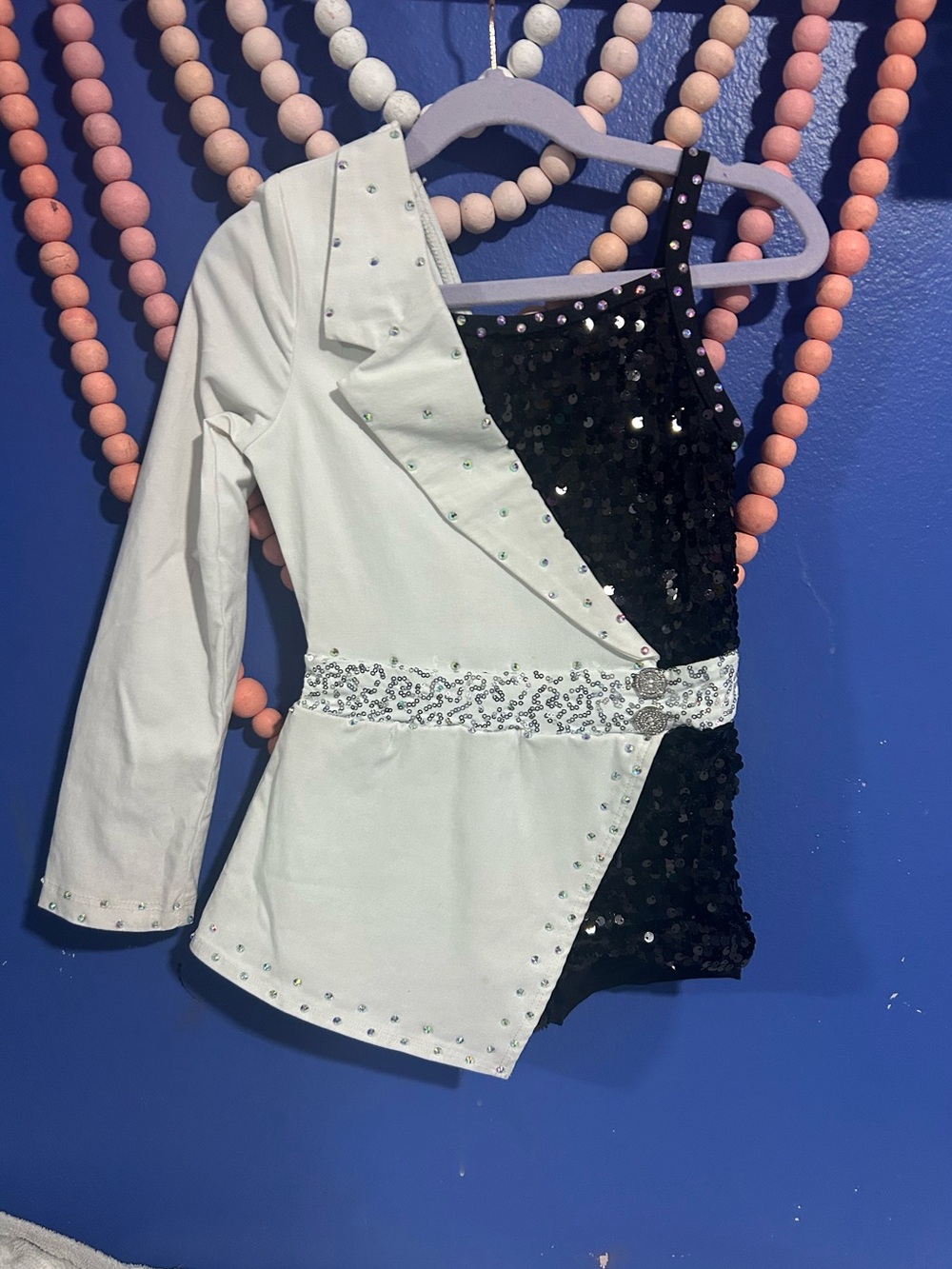 White & Black Sequin weissman jazz costume kids